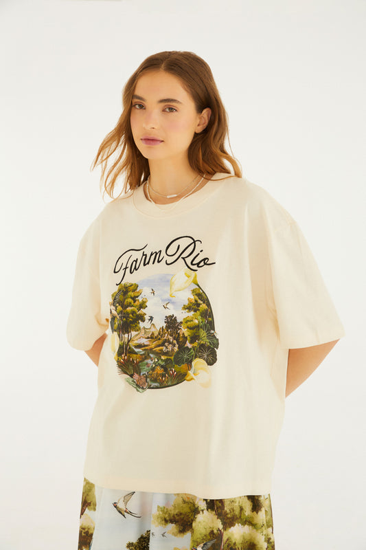 T-Shirt Ampla Portal Paisagem Do Campo