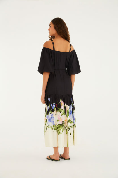 Vestido Largo Estampado Céu De Flor