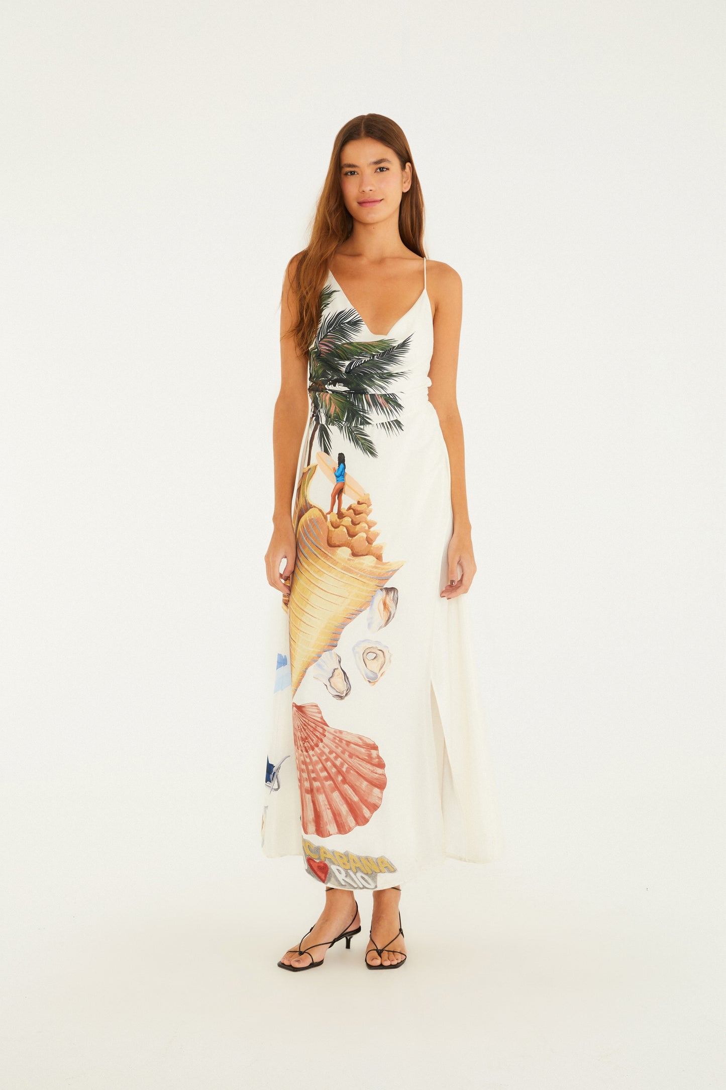 Vestido Degagê Estampado Colagem Carioca