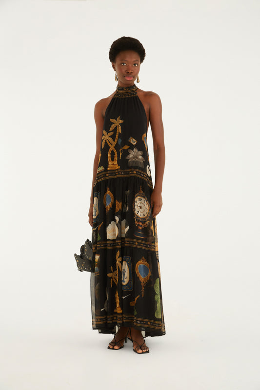 Vestido Longo Estampado Bibelô
