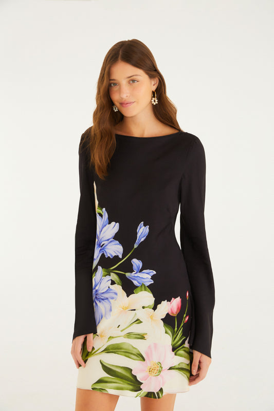 Vestido Corto Estampado Céu De Flor