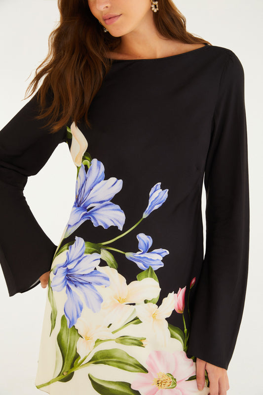 Vestido Corto Estampado Céu De Flor