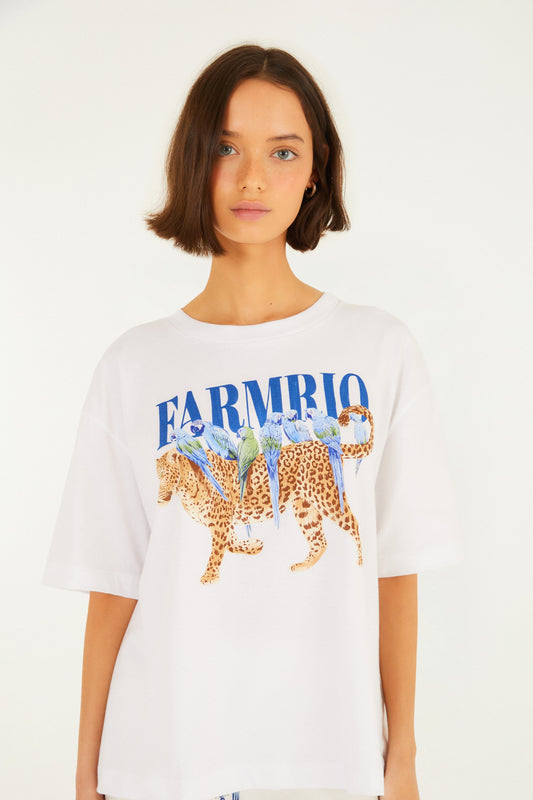 T-Shirt Ampla Onça Pássaros