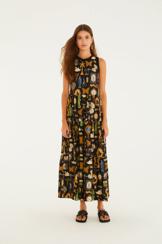Vestido Cropped Estampado Bibelô
