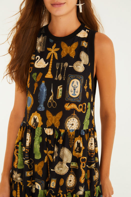 Vestido Cropped Estampado Bibelô