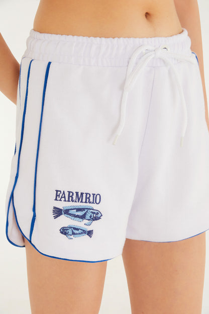 Short Moletom Estampado Peixe Bordado