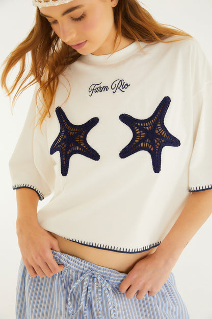 T-Shirt Estrela Do Mar Farm Rio Off White