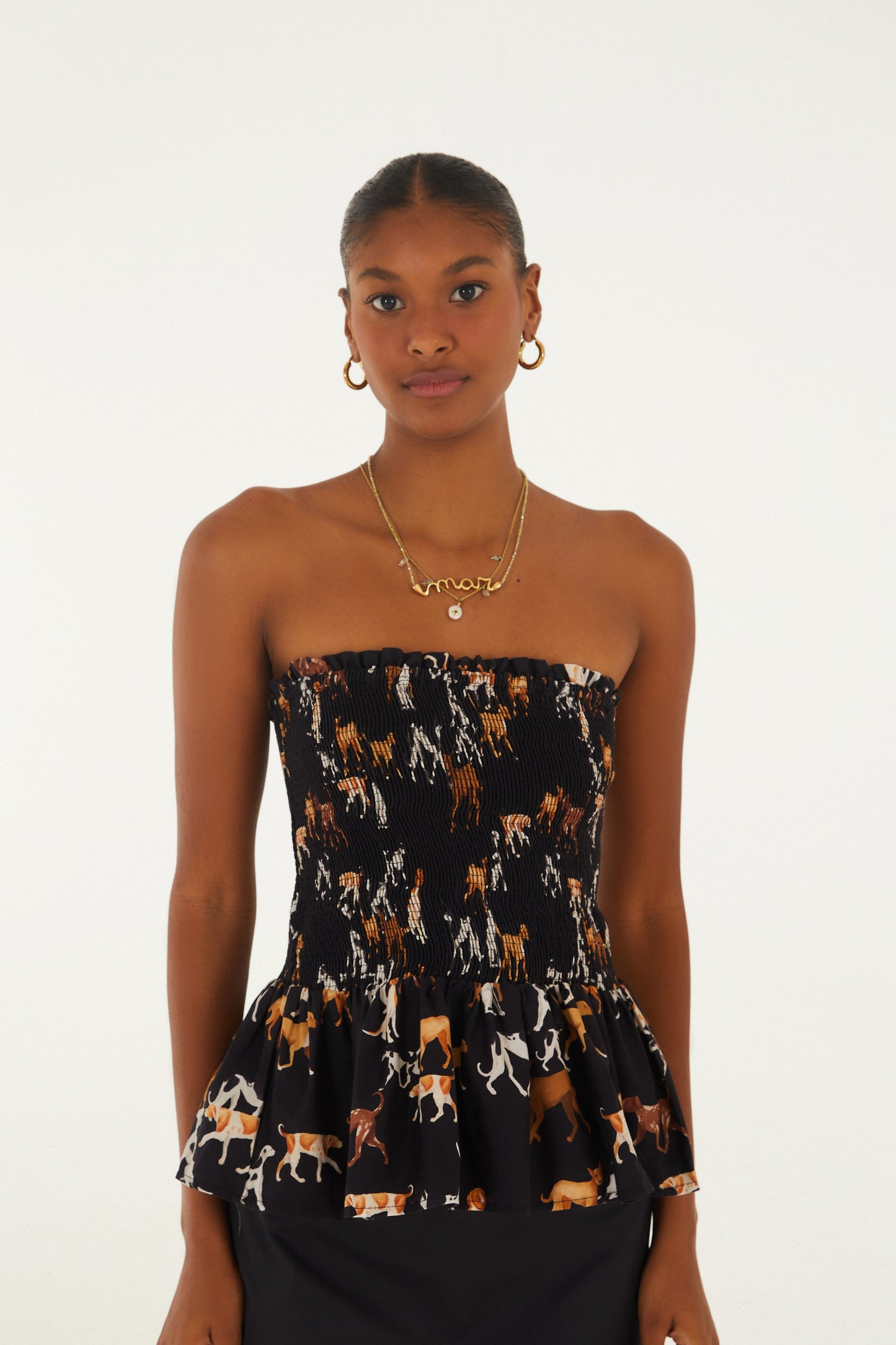 Blusa Volantes Estampada Matilha
