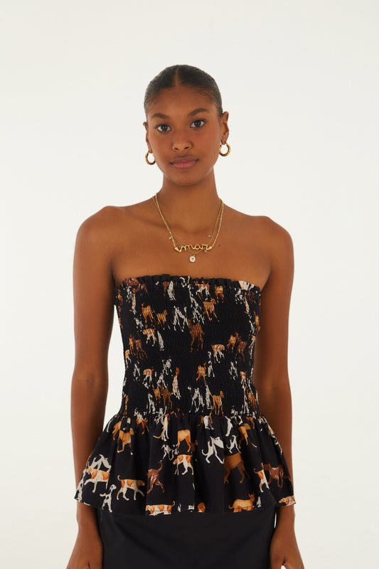 Blusa Volantes Estampada Matilha