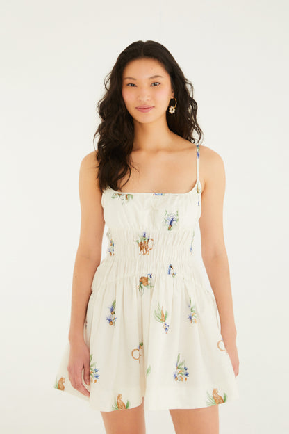 Vestido Corto Estampado Aninha Off White
