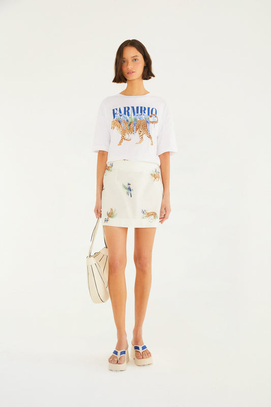 Mini Falda Estampada Aninha Off White