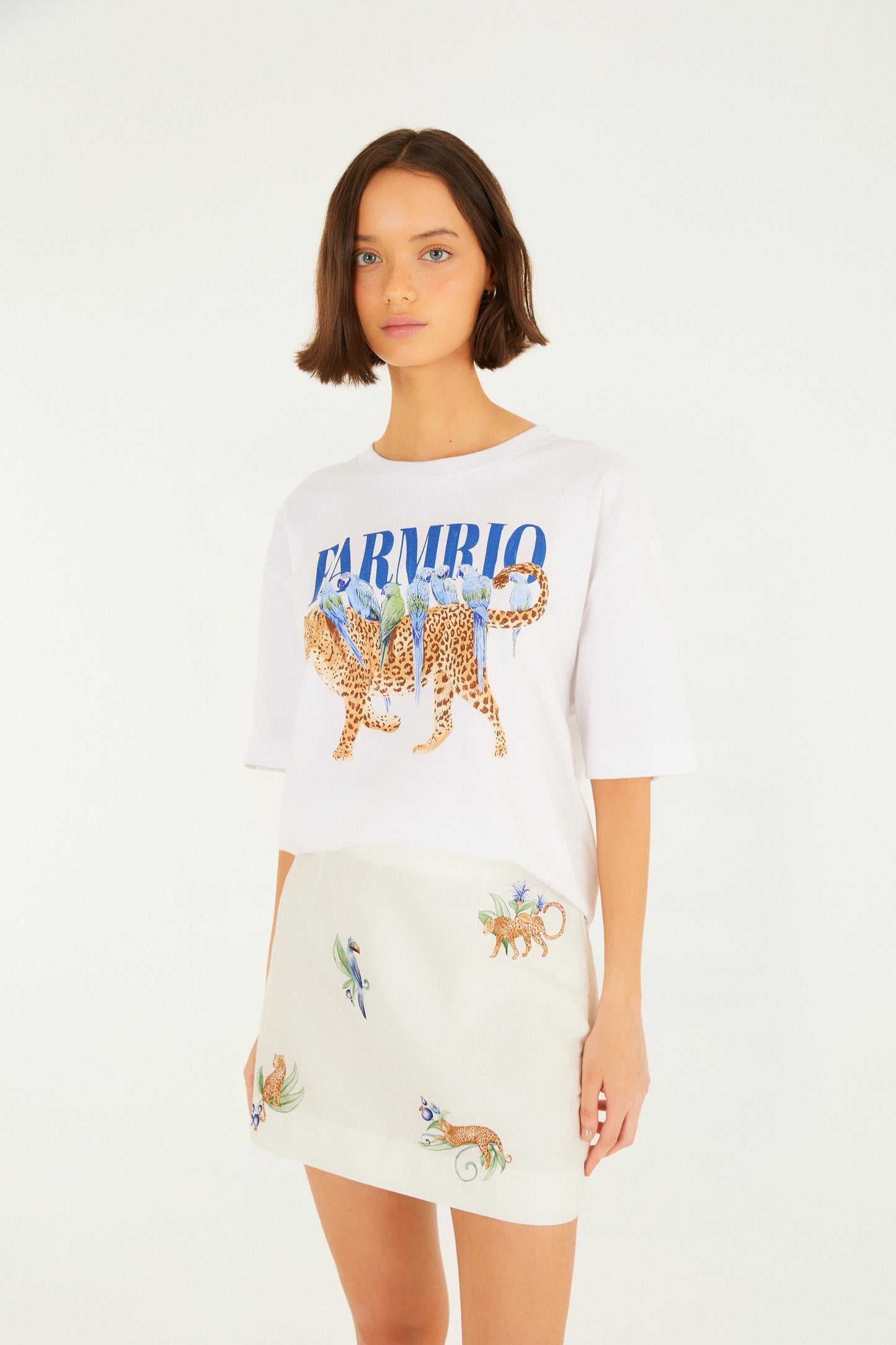 Mini Falda Estampada Aninha Off White
