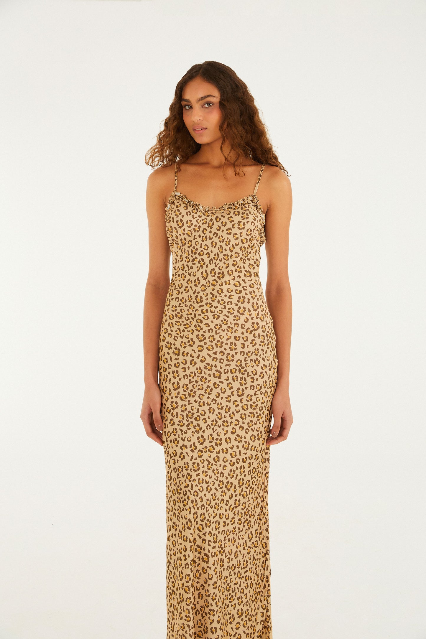 Vestido Enviesado Estampado Onça Flor