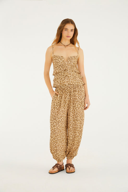 Pantalón Aladim Estampada Onça Floral
