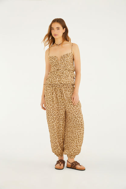 Blusa Babados Estampado Onça Floral