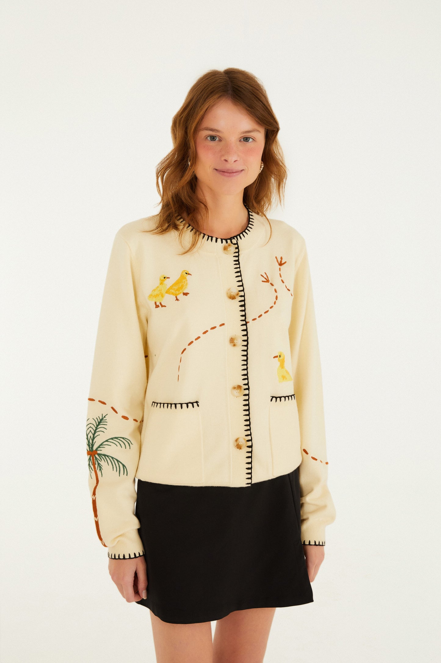 Cardigan Tricot Bordado Refazenda