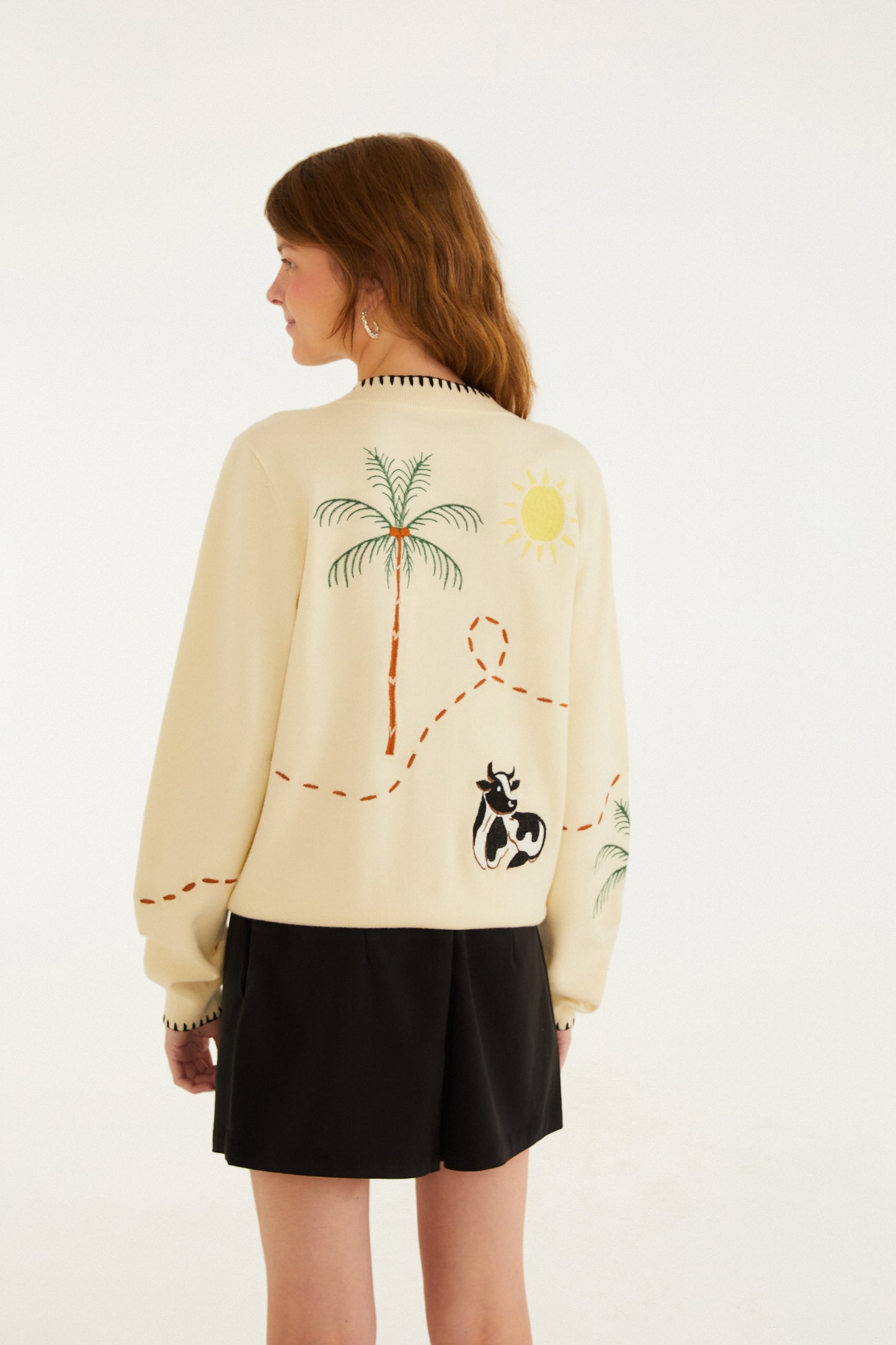 Cardigan Tricot Bordado Refazenda
