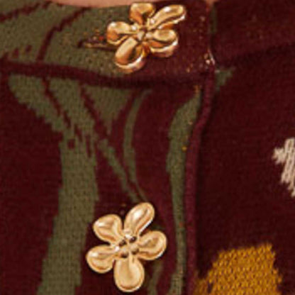 Cardigan Slim Tricot Floral Bucólico