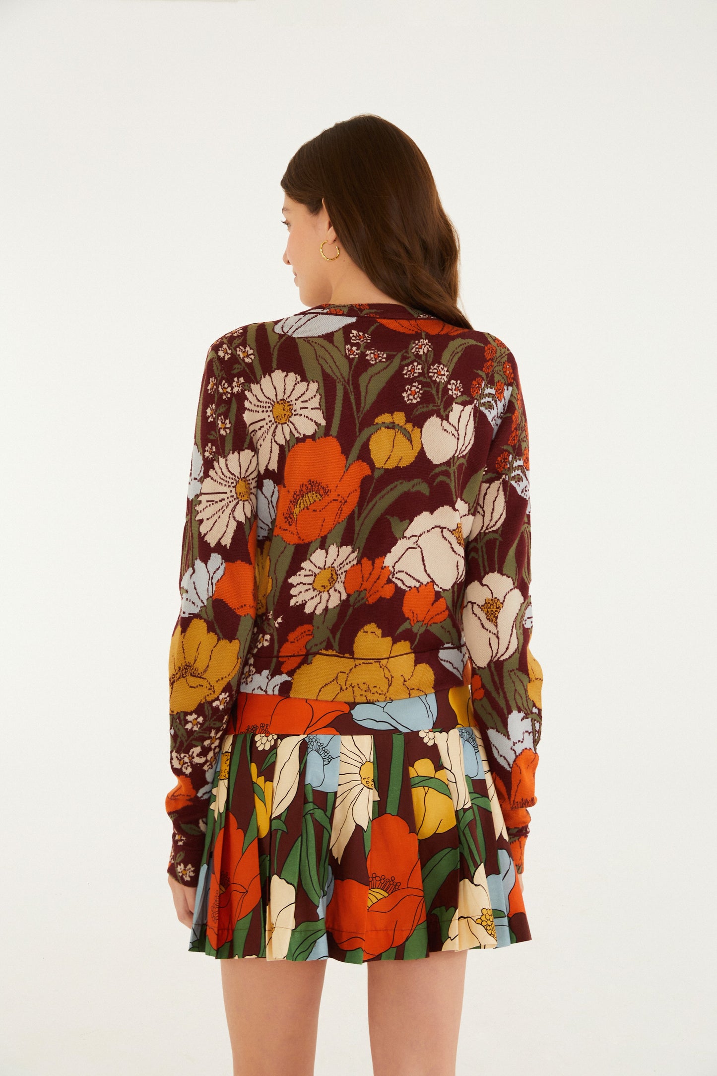Cardigan Slim Tricot Floral Bucólico