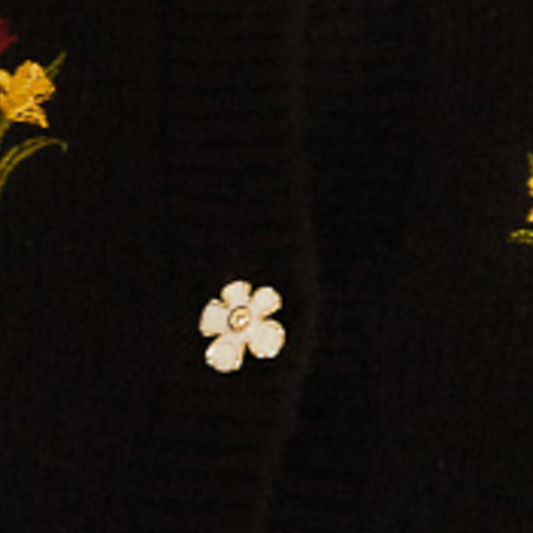Cardigan Tricot Bordado Selva Da Noite