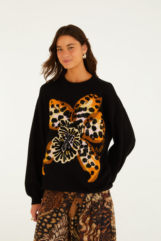Pull Tricot Orquídea Onça