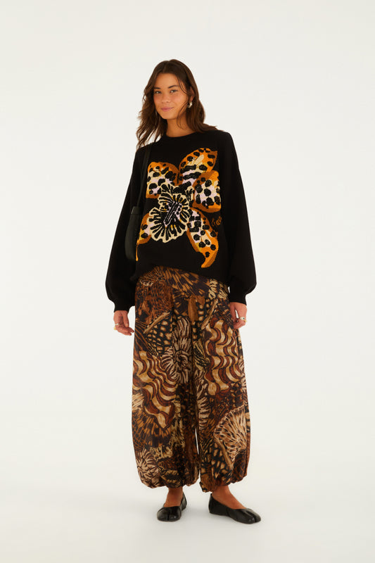 Pull Tricot Orquídea Onça