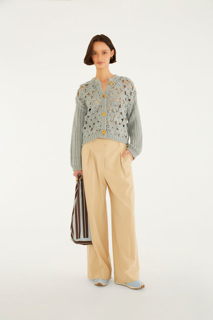 Cardigan Tricot Artesanal Floral
