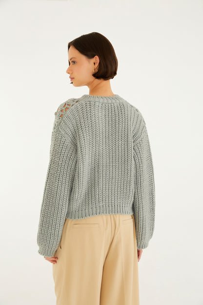 Cardigan Tricot Artesanal Floral