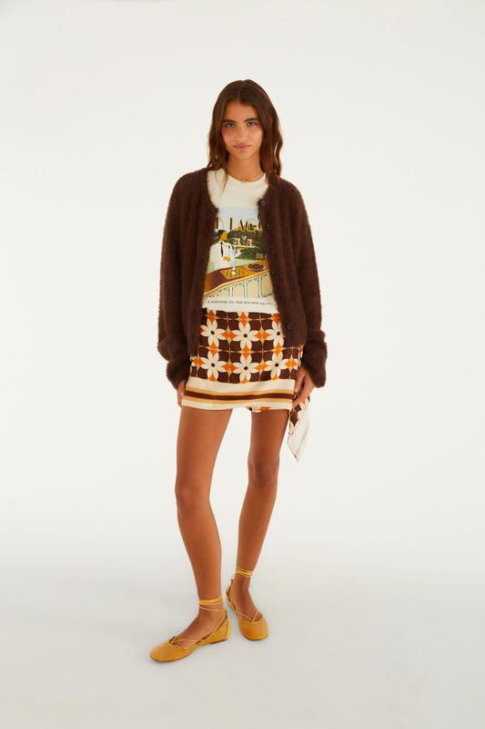 Short Saia Estampado Floral Gráfico