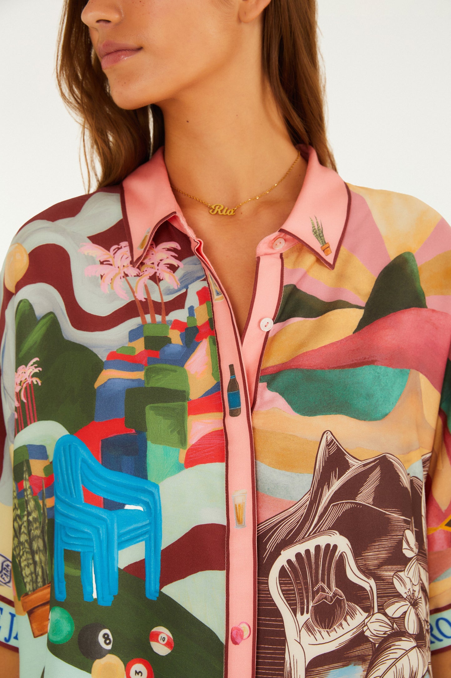 Camisa Manga Estampada Lenço Carioca