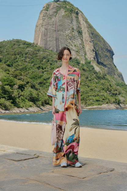Pantalón Reta Estampada Lenços Cariocas