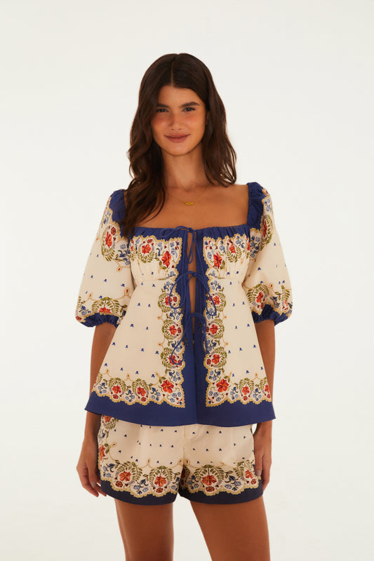 Short Estampado Floral Sereno