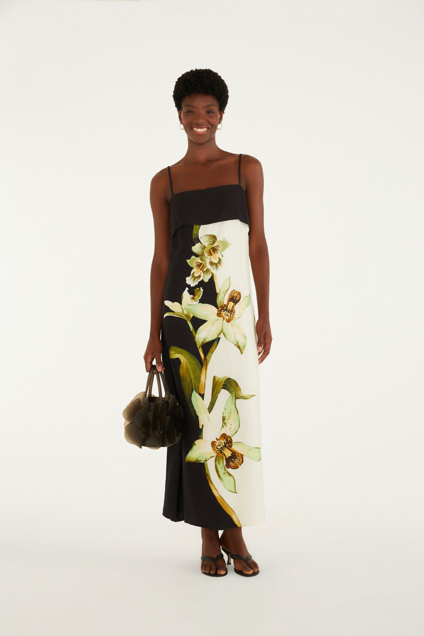 Vestido Largo Pala Estampado Floral Orquídea
