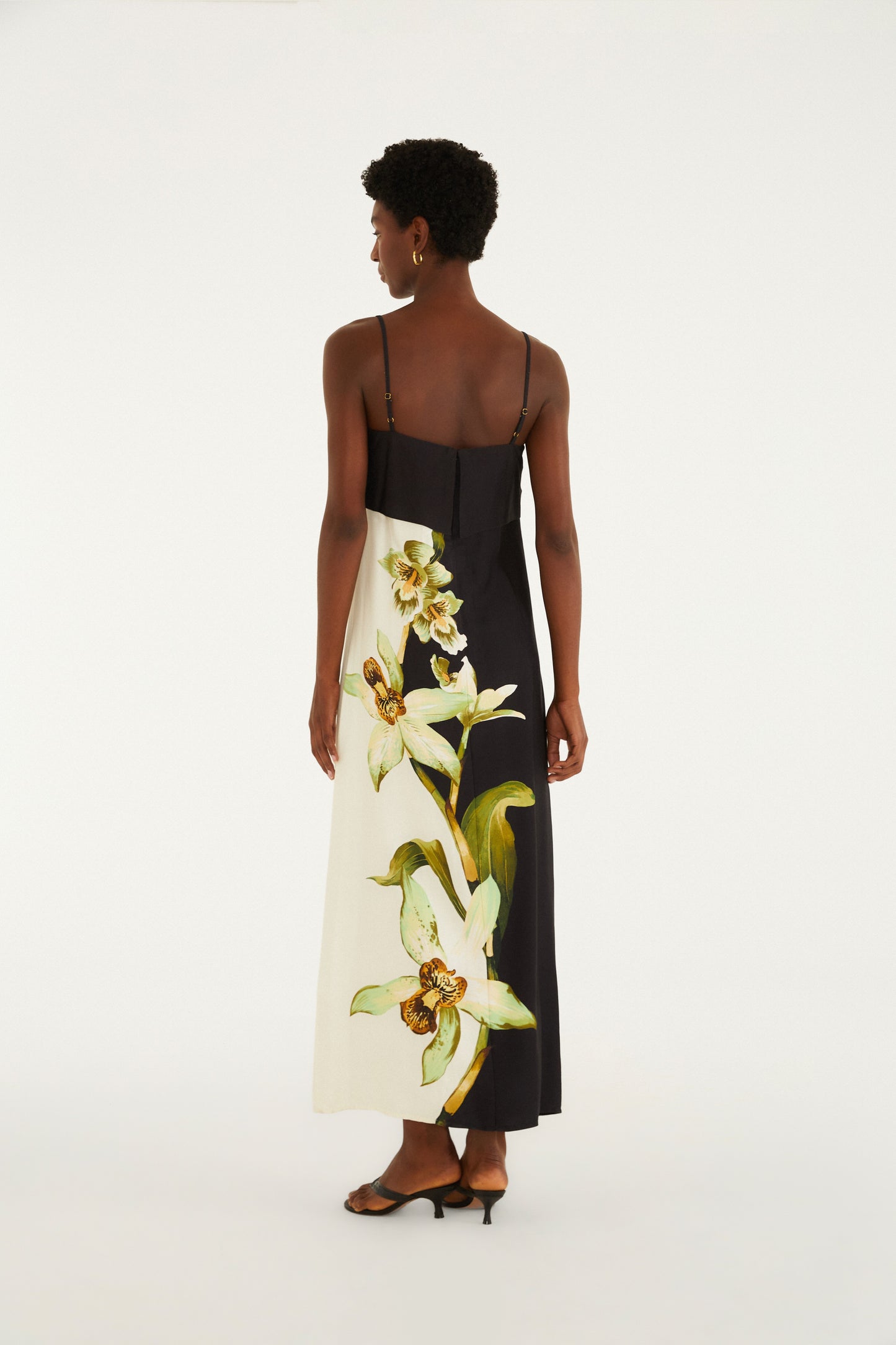 Vestido Largo Pala Estampado Floral Orquídea