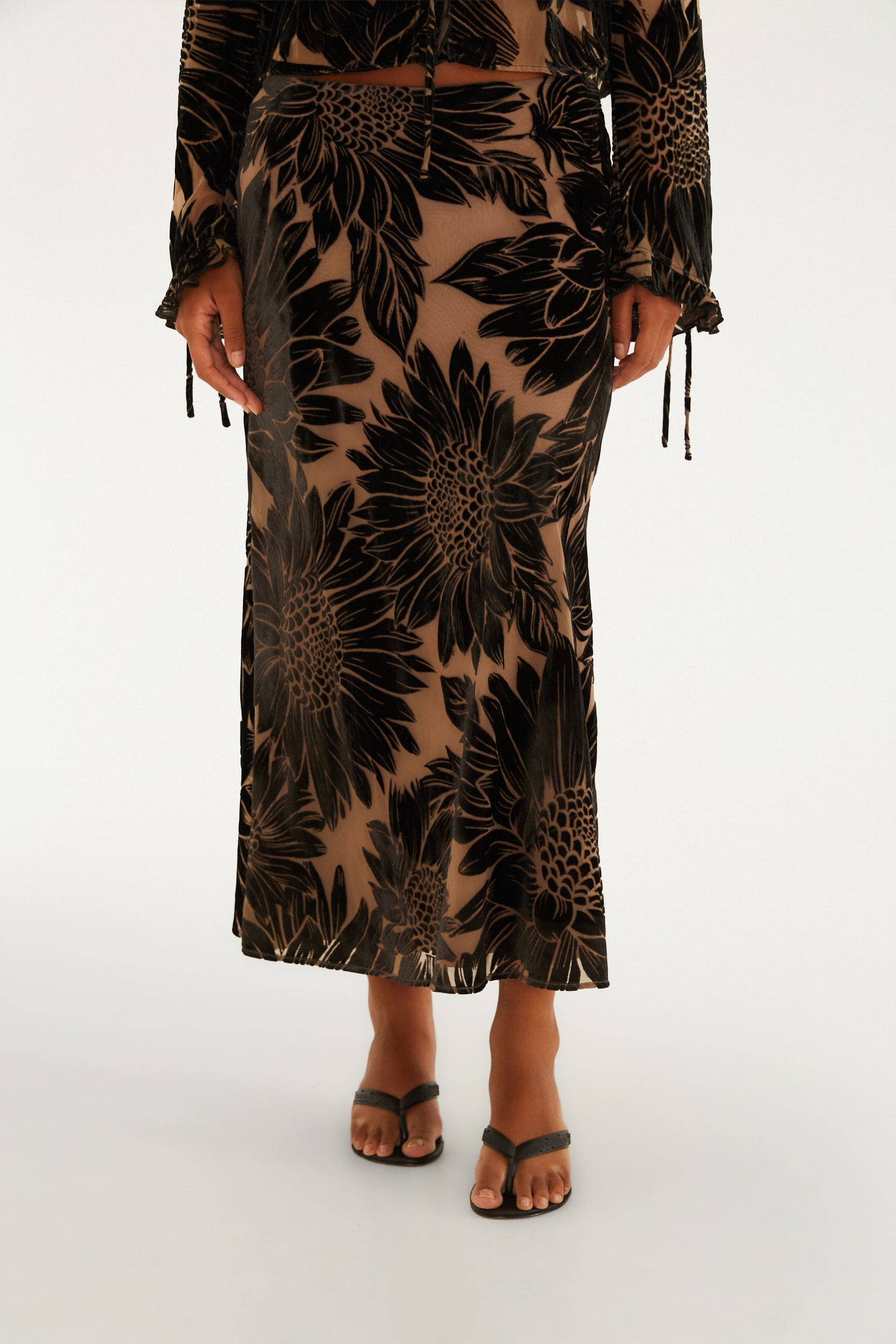Falda  Midi Estampada Devore Lia Flor