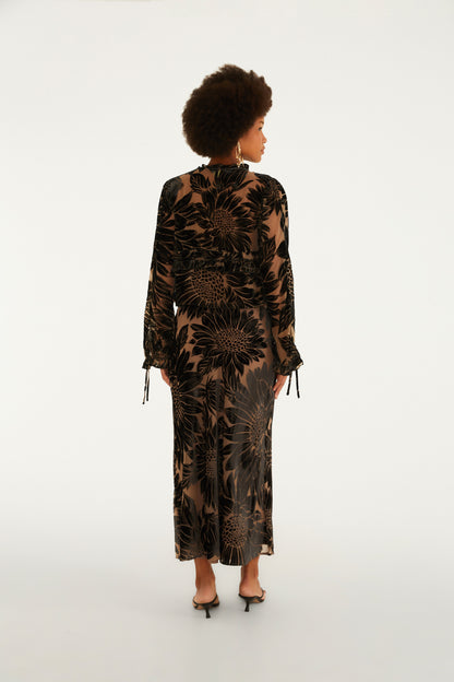 Falda  Midi Estampada Devore Lia Flor