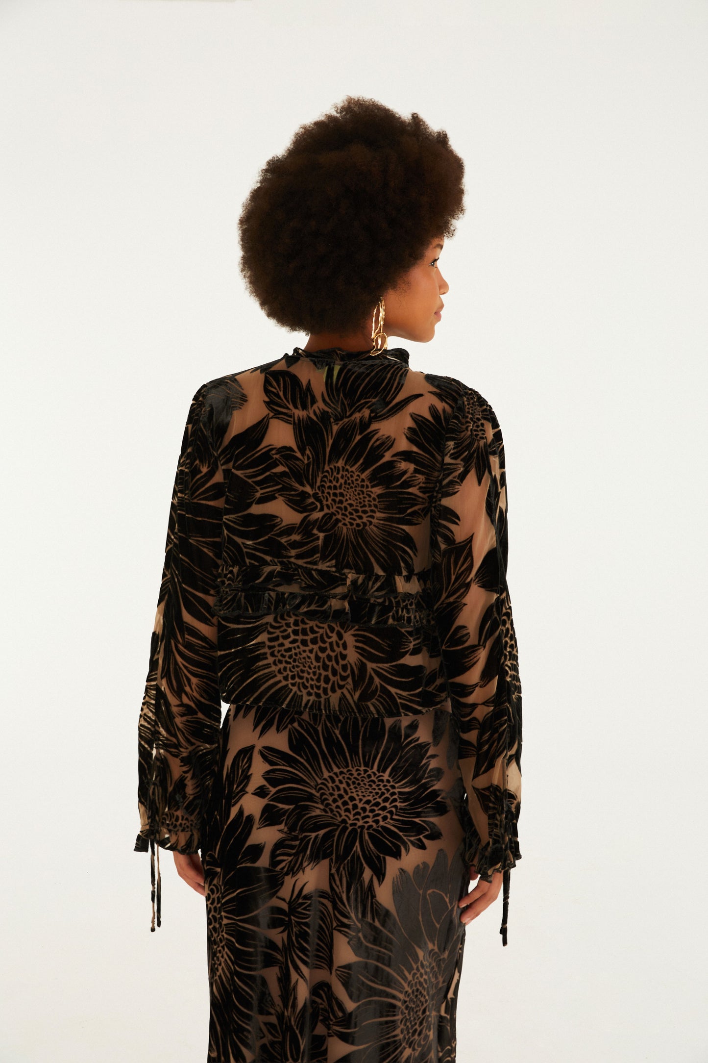 Blusa Mangas Devore Lia Flor