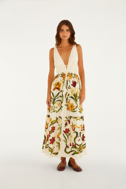 Vestido Largo Estampado Selva De Flor