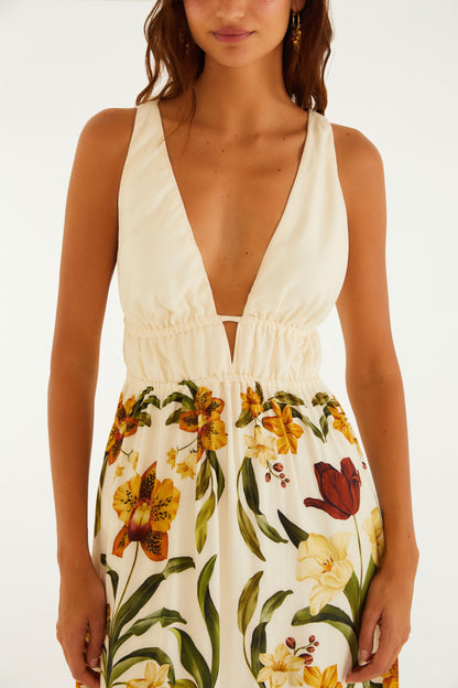 Vestido Largo Estampado Selva De Flor