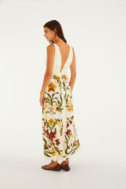 Vestido Largo Estampado Selva De Flor