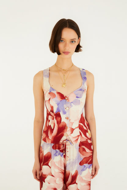 Blusa Colete Estampada Floral Doce