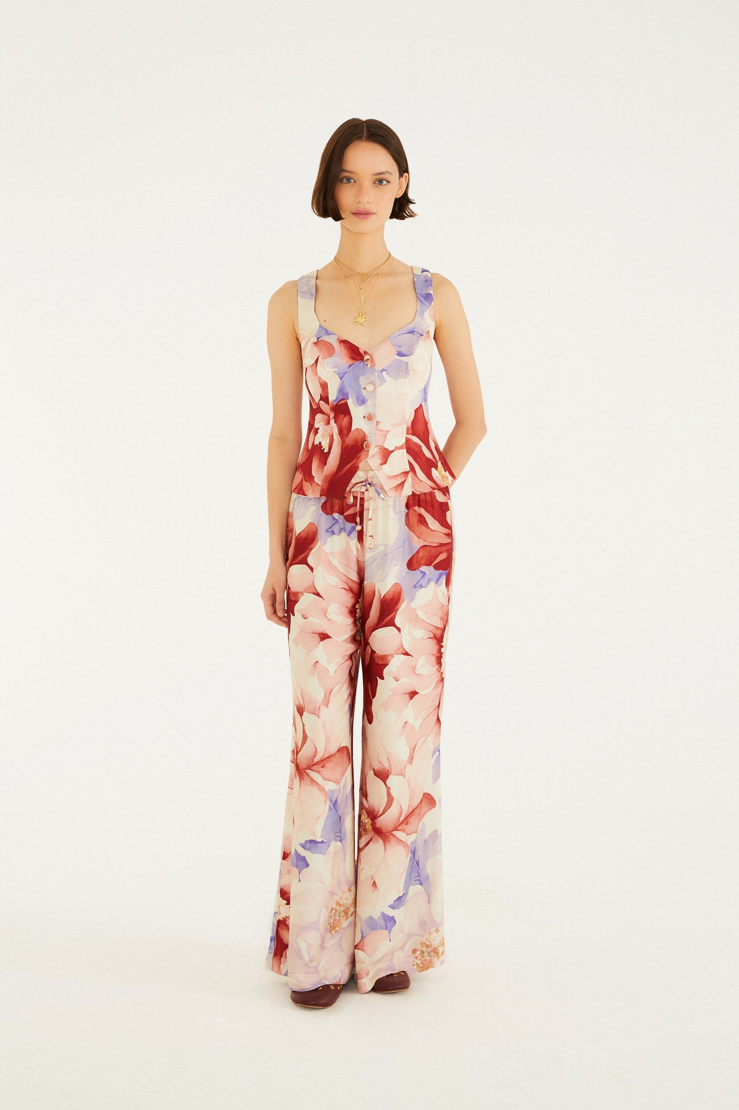 Blusa Colete Estampada Floral Doce