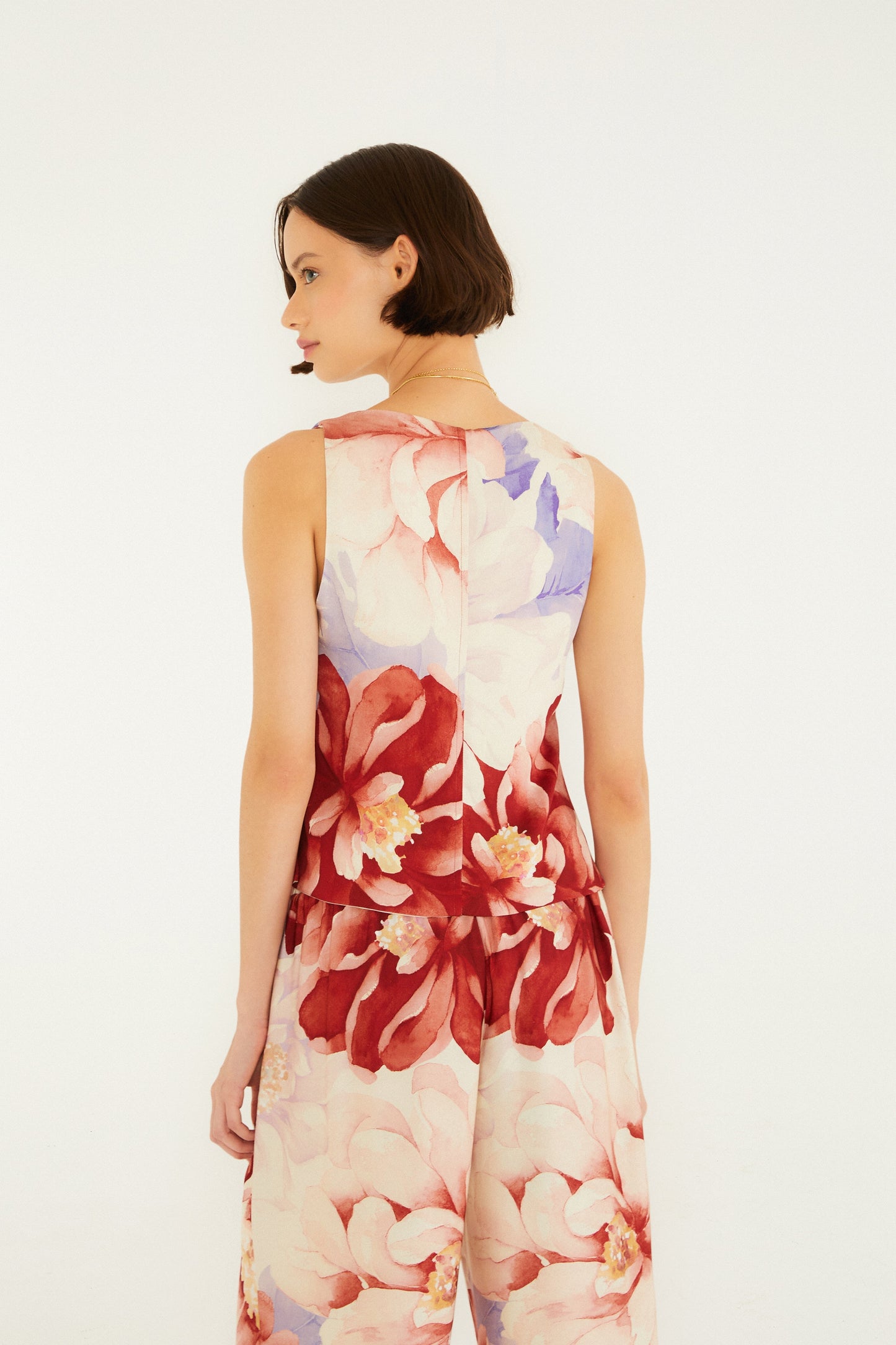 Blusa Colete Estampada Floral Doce