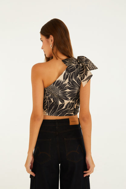 Blusa Cropped Ombro Só Estampada Lia Flor