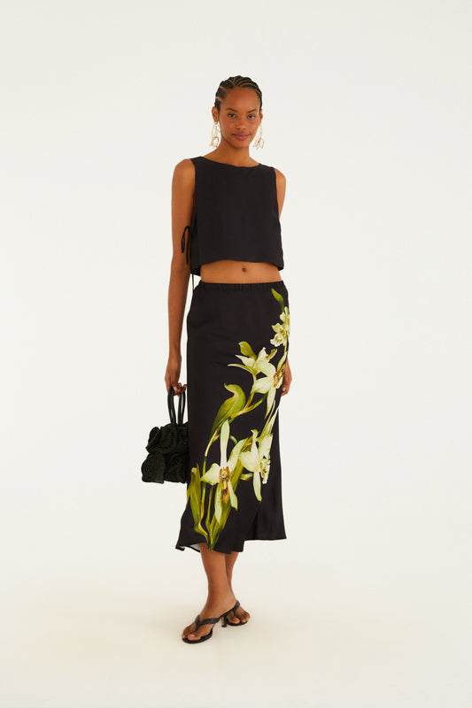 Falda Estampada Floral Orquídea