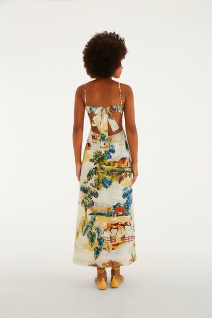 Vestido Midi Estampado Fazenda