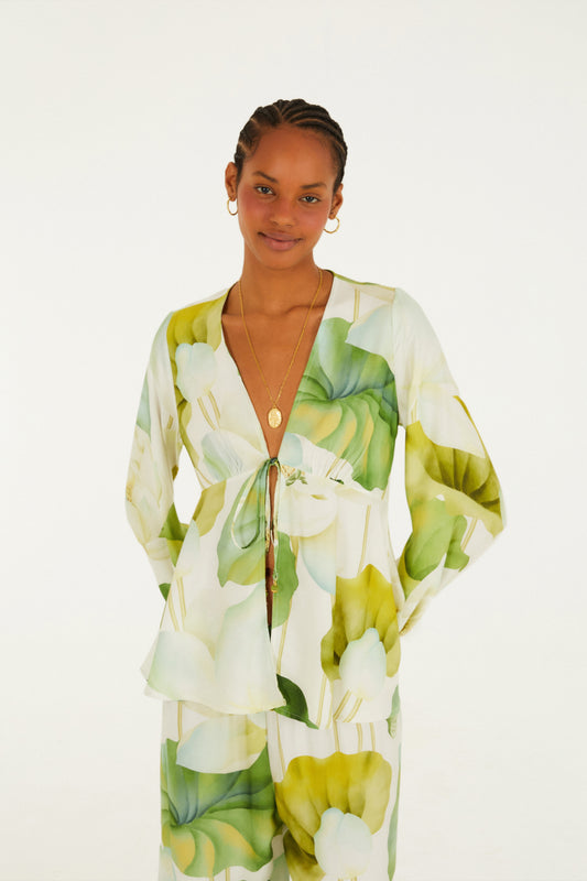 Blusa Estampada Flor De Lótus