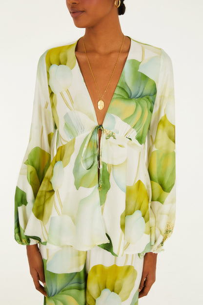 Blusa Estampada Flor De Lótus