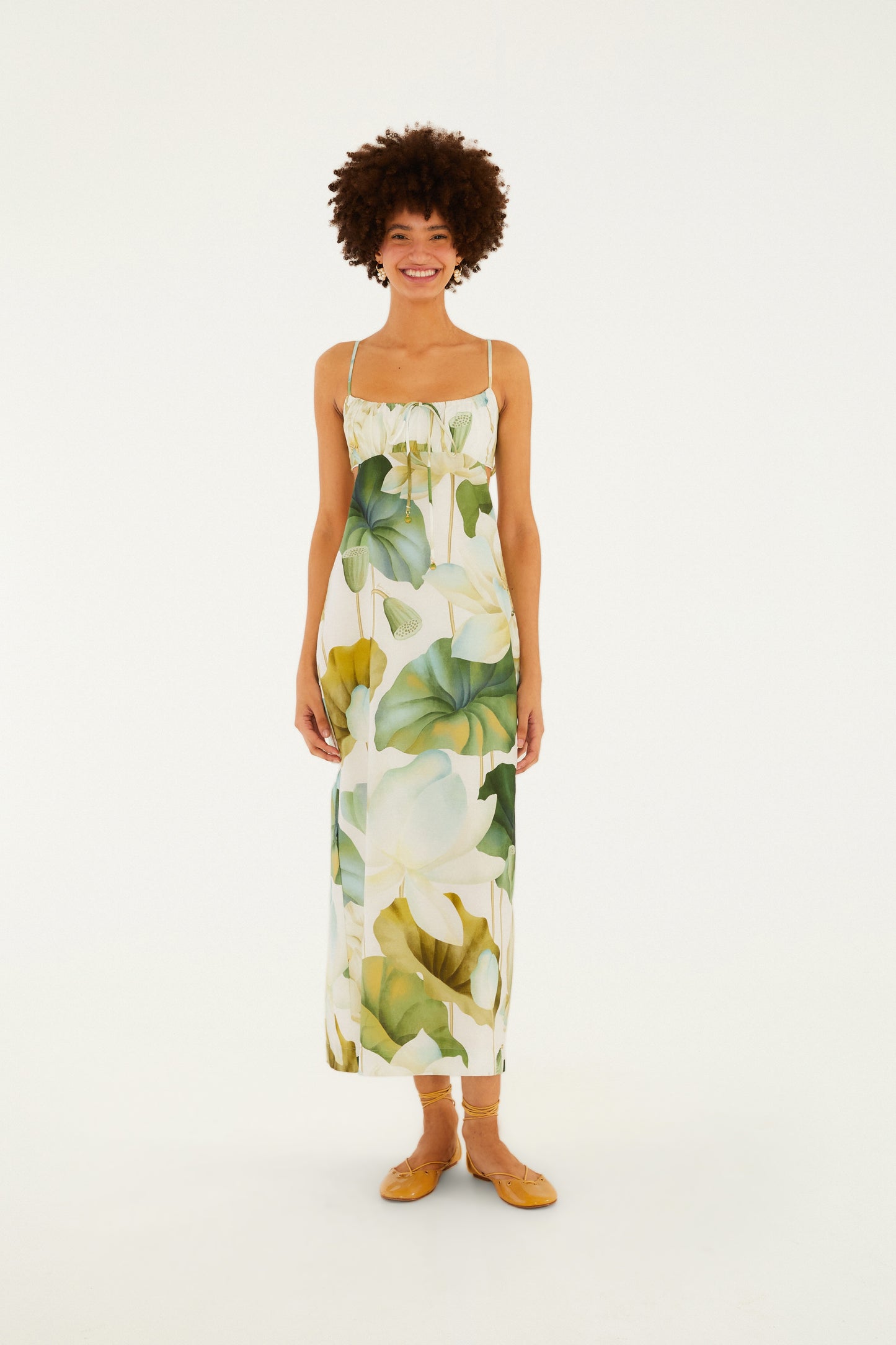 Vestido Largo Estampado Flor De Lótus