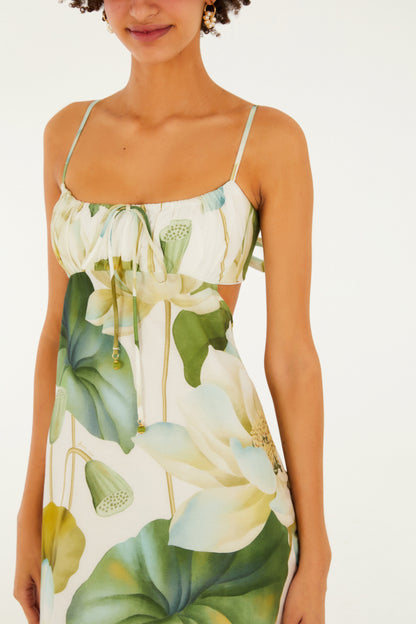 Vestido Largo Estampado Flor De Lótus